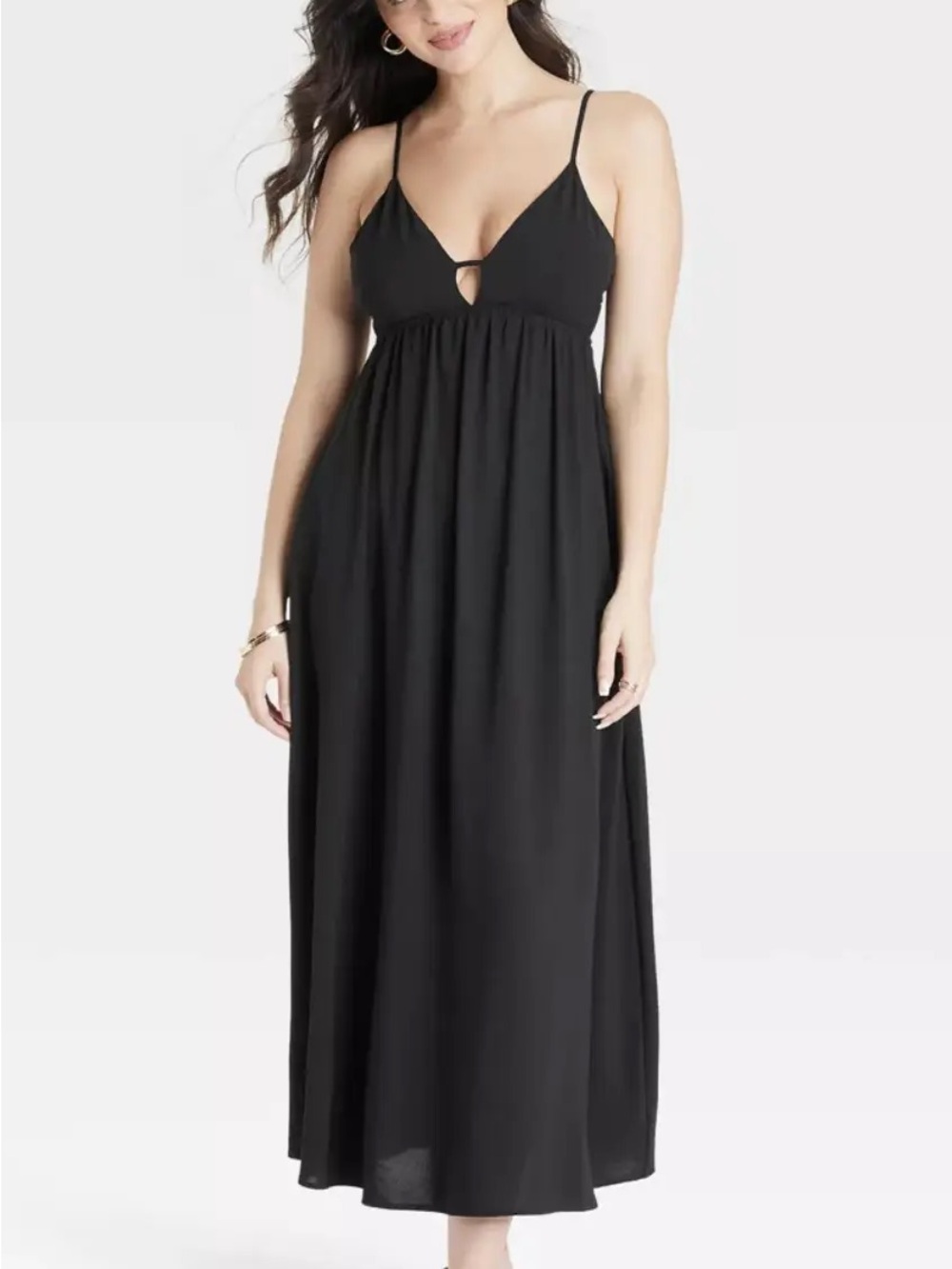 a new day Black Spaghetti-Strap Maxi Dress with V-Keyhole